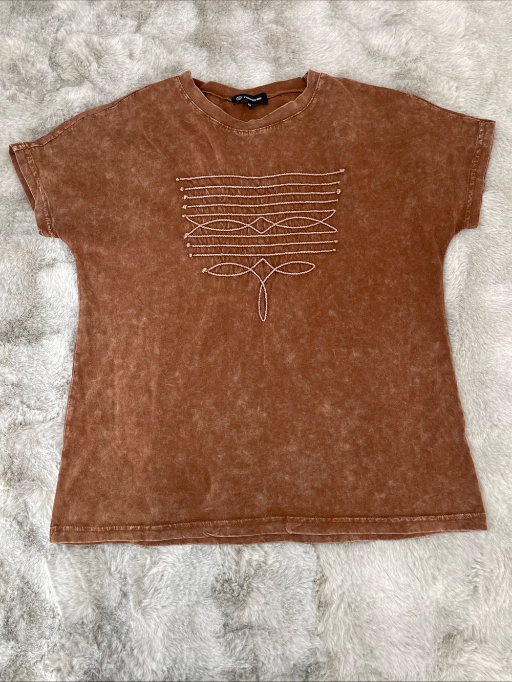 Marigold Kiss T-Shirt Western Cowboy Women's SZ Medium Brown Short Sleeve -0313